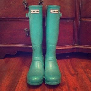 Classic tall hunter boots in turquoise