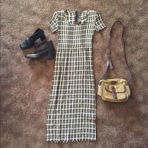 Vintage 90's Plaid Dress - Size 2/3 Brown & Ivory