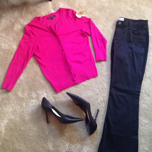 Express Sweaters - Hot pink Express cardigan with rhinestone buttons