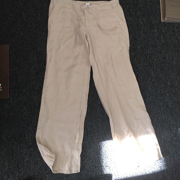 Beige Beach Linen Pants