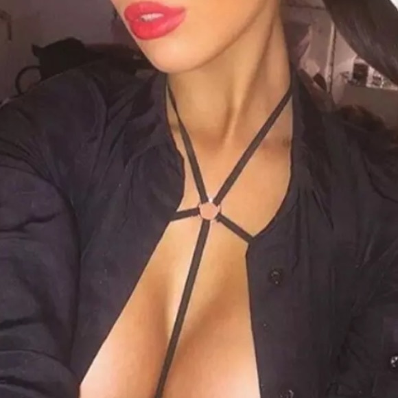 Black Elastic Harness Bra - Picture 1 of 1