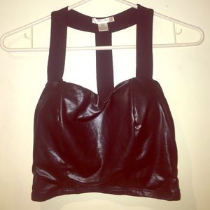 Black Faux Leather Crop Top Black Faux Leather Crop Top
