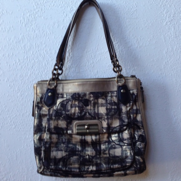 Coach Handbags - Coach Kristen Gold/Blk Signature Tote