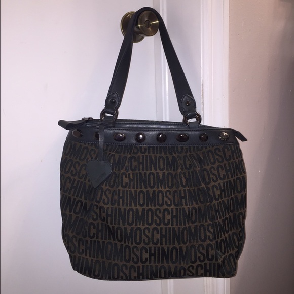 Moschino green and brown shoulder bag