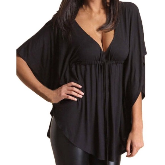 Black Low Cut Sexy Top