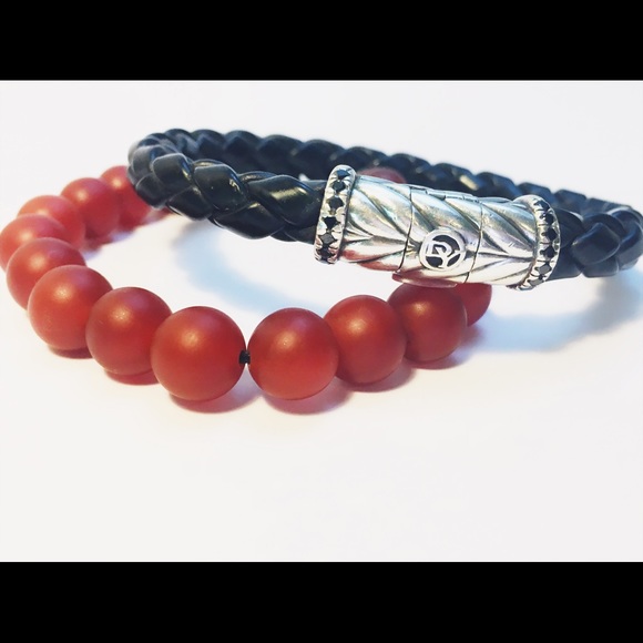 DAVID YURMAN CHEVRON BRACELET IN BLACK W/ DIAMONDS