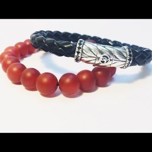 DAVID YURMAN CHEVRON BRACELET IN BLACK W/ DIAMONDS