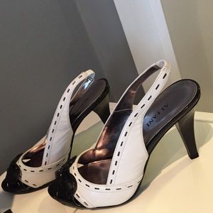 Black/White Peeptoe Slingback