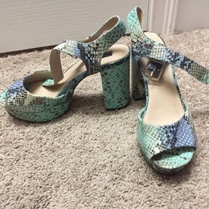 Topshop blue/green crocodile heels
