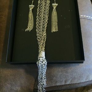 Silver long jewelry set