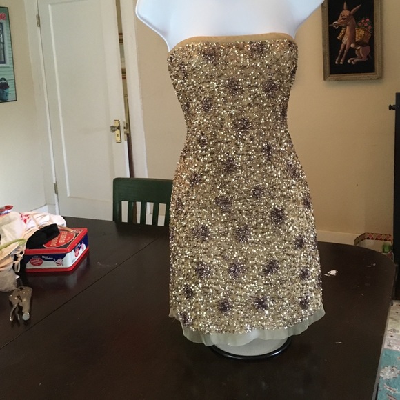 Gold sequined party dress
