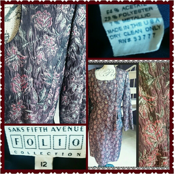 SAKS COLLECTION VINTAGE LIGHT REFLECTIVE 2 PIECE SUIT - Picture 5 of 5