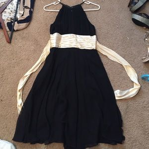 Black dress with cream ribbon