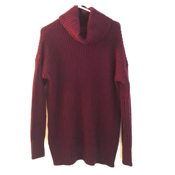 Maroon American Eagle Cowl Neck Cable Knit Sweater