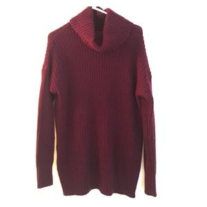Maroon American Eagle Cowl Neck Cable Knit Sweater