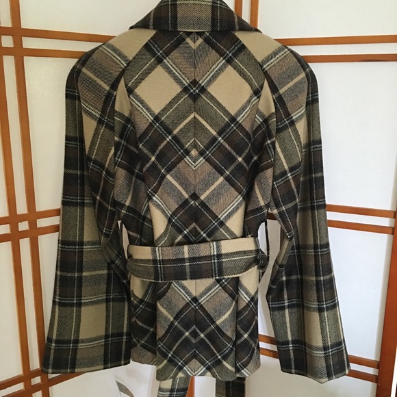 Talbots wool plaid bias-cut belted jacket - Picture 2 of 4