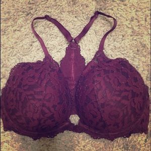 Maroon Lace Push-up Bra