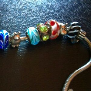 Pandora bracelet. Some charms are Pandora brand.