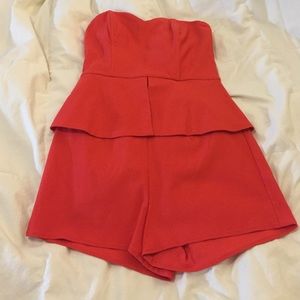 Strapless red Romper