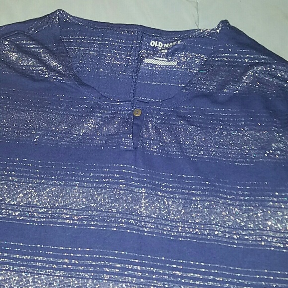 Old Navy Metallic Striped 3/4 Sleeve Top Large - Picture 2 of 2