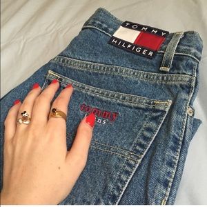 VINTAGE tommy jeans cut in distress