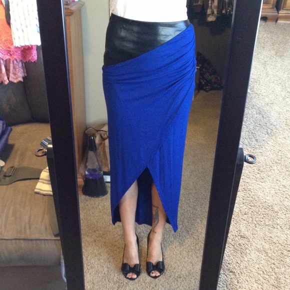 Cross-Front Skirt with Pleather