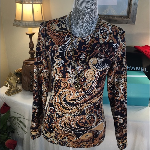 Escadagorgeous Multi Colored Patterned Cotton Top - image 1