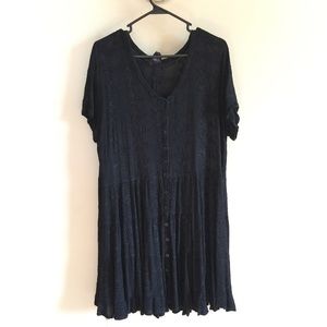 Boho Authentic Vintage Black Floral Dress XL