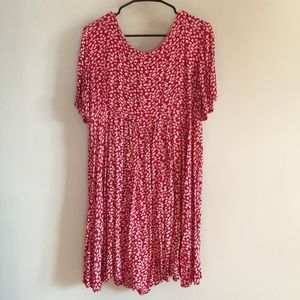 Vintage Red Floral Babydoll Dress XL