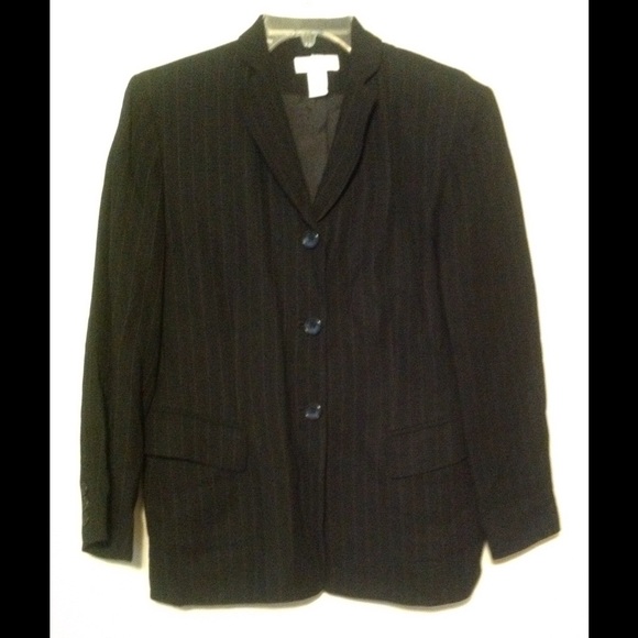 Ann Taylor Black Petites Pinstripe blazer 12P