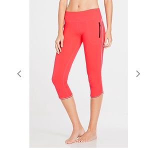 Fabletics Capri-- hot coral, black and white