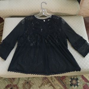 Black Lace Free People bohemian style top