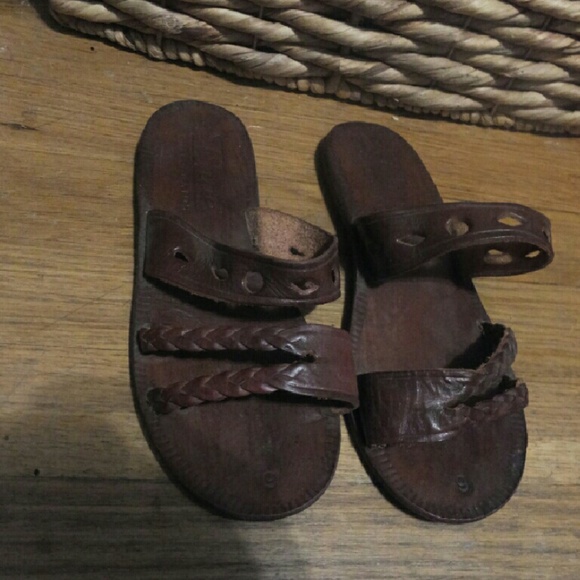 Leather Artisan Flat Slide On Comfort Sandals