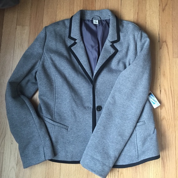 Jersey grey blazer with black piping