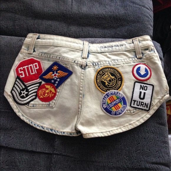 LF Carmar Patricia acid wash patchwork shorts-NWT!
