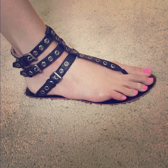 Black Steven by Steve Madden gladiator sandals.