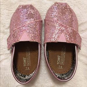 Pink Glitter Tiny TOMS Classics