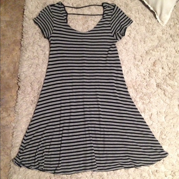 Black and white striped dress