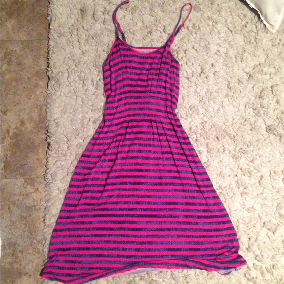 Pink and blue striped dress