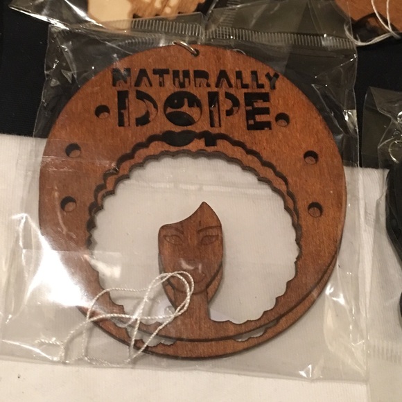 Wooden "Naturally Dope" Earrings