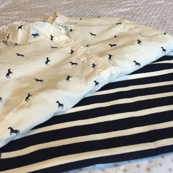 {WKND SALE} Button Up & Striped Skirt BUNDLE