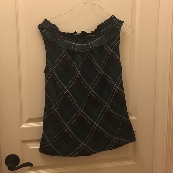 Talbots Plaid Ruffle Collar Blouse - 14
