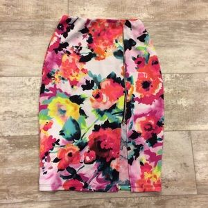 Flower Printed Slit Skirt