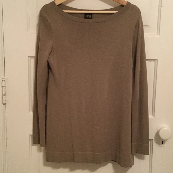 Eileen Fisher Taupe Lon Sleeve Tunic