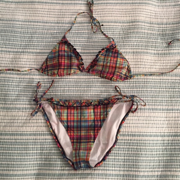 Victoria's Secret Plaid Triangle Bikini Medium