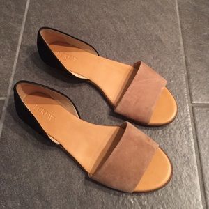 Black and Tan j crew sandals