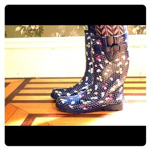 Floral & Polka Dot Patterned Rain Boots