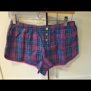 💤Xhiliration Purple Plaid Cotton PJ Shorts