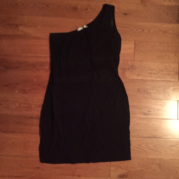 Papaya black & mesh one shoulder bodycon dress