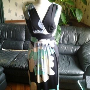 Black, white, green and beige maxi dress.